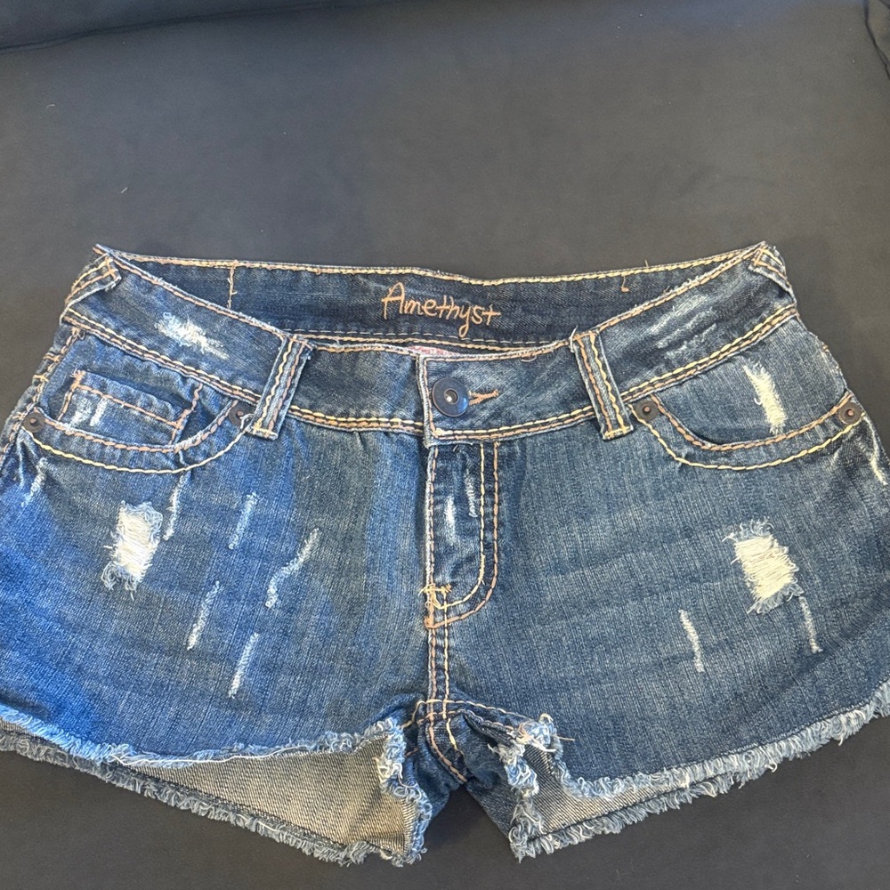 Amethyst Jeans Women's Ripped Blue Denim Shorts
